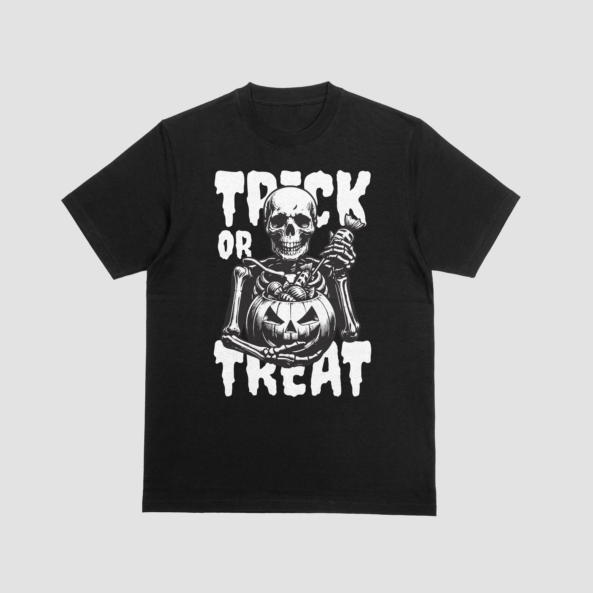 TRICK OR TREAT SKELETON HALLOWEEN T-SHIRT